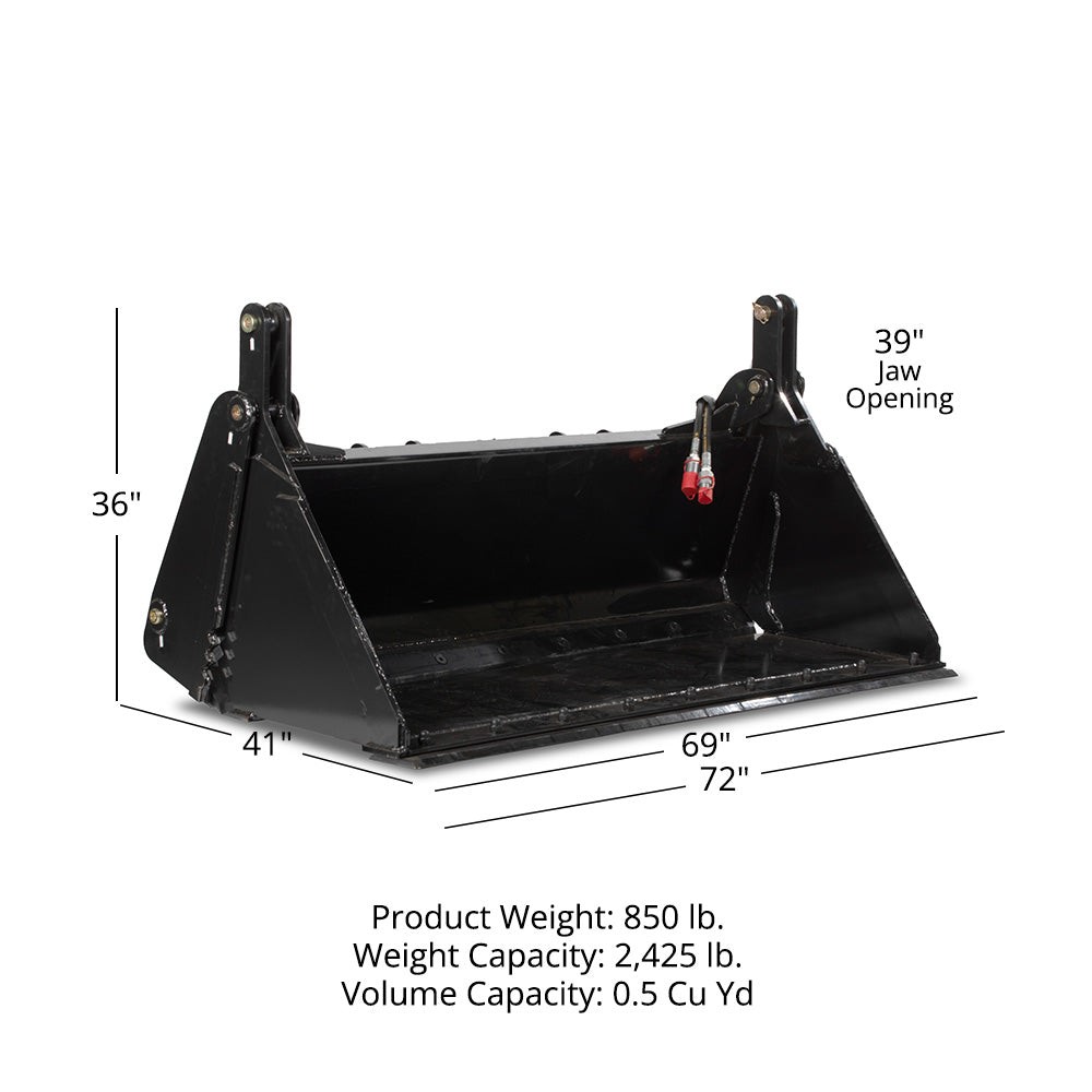 Titan Attachments 72″ 4-in-1 Combo Bucket, 2,425 LB Capacity, Universal SSQA