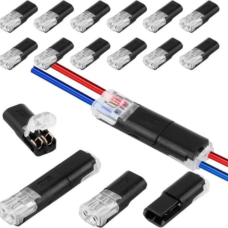 50Pcs H2 2-Pin Quick Connect Wire Connector Nylon Copper Terminal Block Low Volt