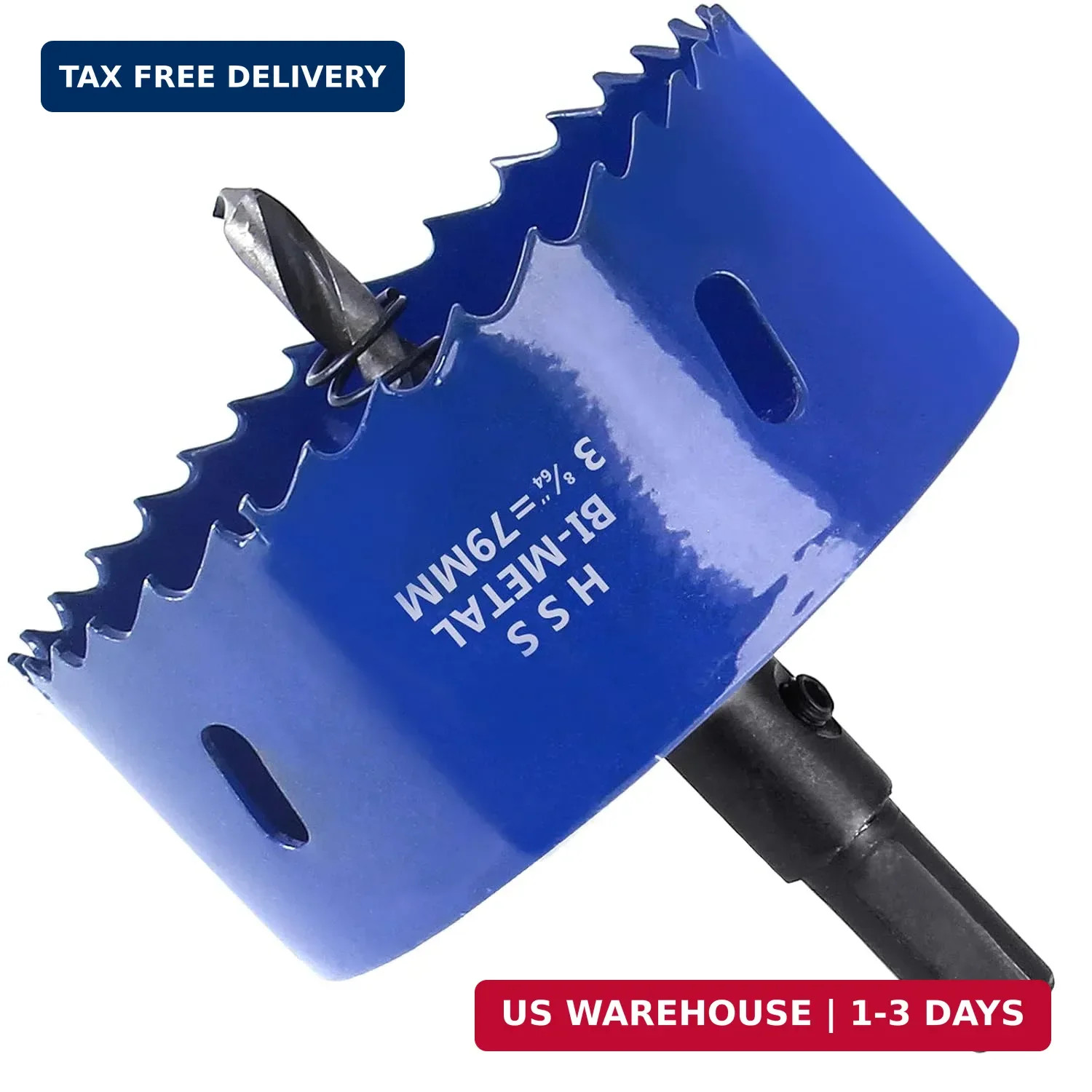 3-1/8 inch 79mm Hole Saw, 1 1/4 inch Cutting Depth HSS Bi-Metal Hole Cutter