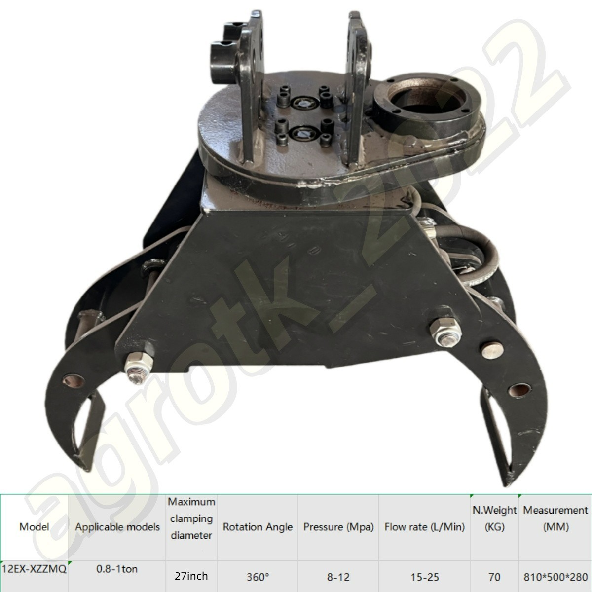 Agrotk Hydraulic Rotation Rock Log Grapple Mini Excavator Attachment 12EX-XZZMQ