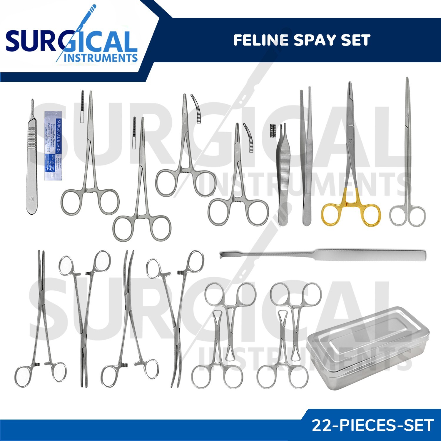 22 Pcs Feline Spay Set Stainless Surgical Veterinary Instruments kit German GR