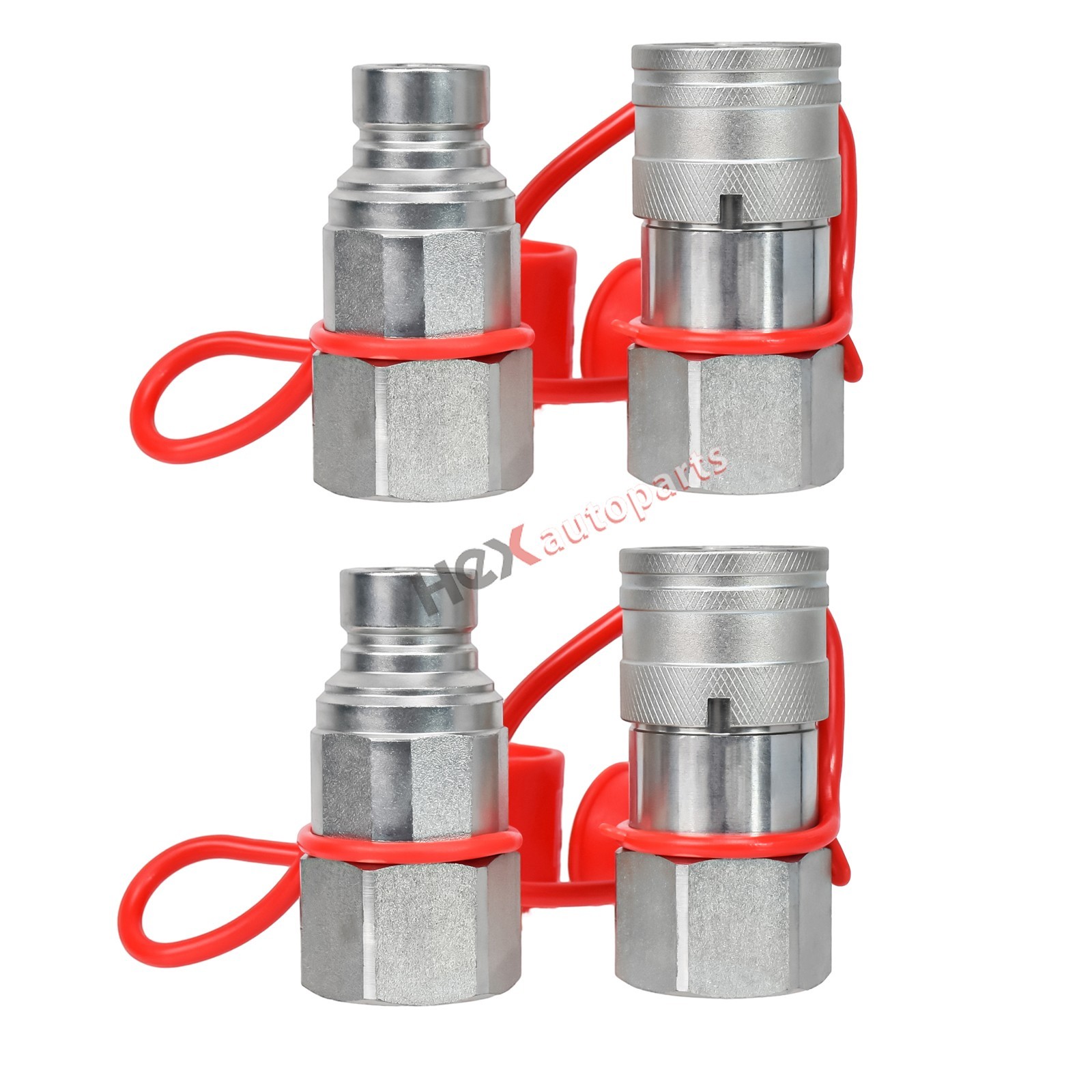 2 sets 3/4″ NPT Thread Flat Face Hydraulic Quick Couplers Set Bobcat Skid Steer