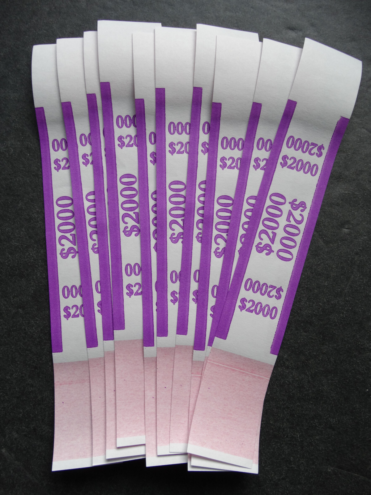 10 – Violet $2,000 Cash Money Self-Sealing Straps Currency Bands