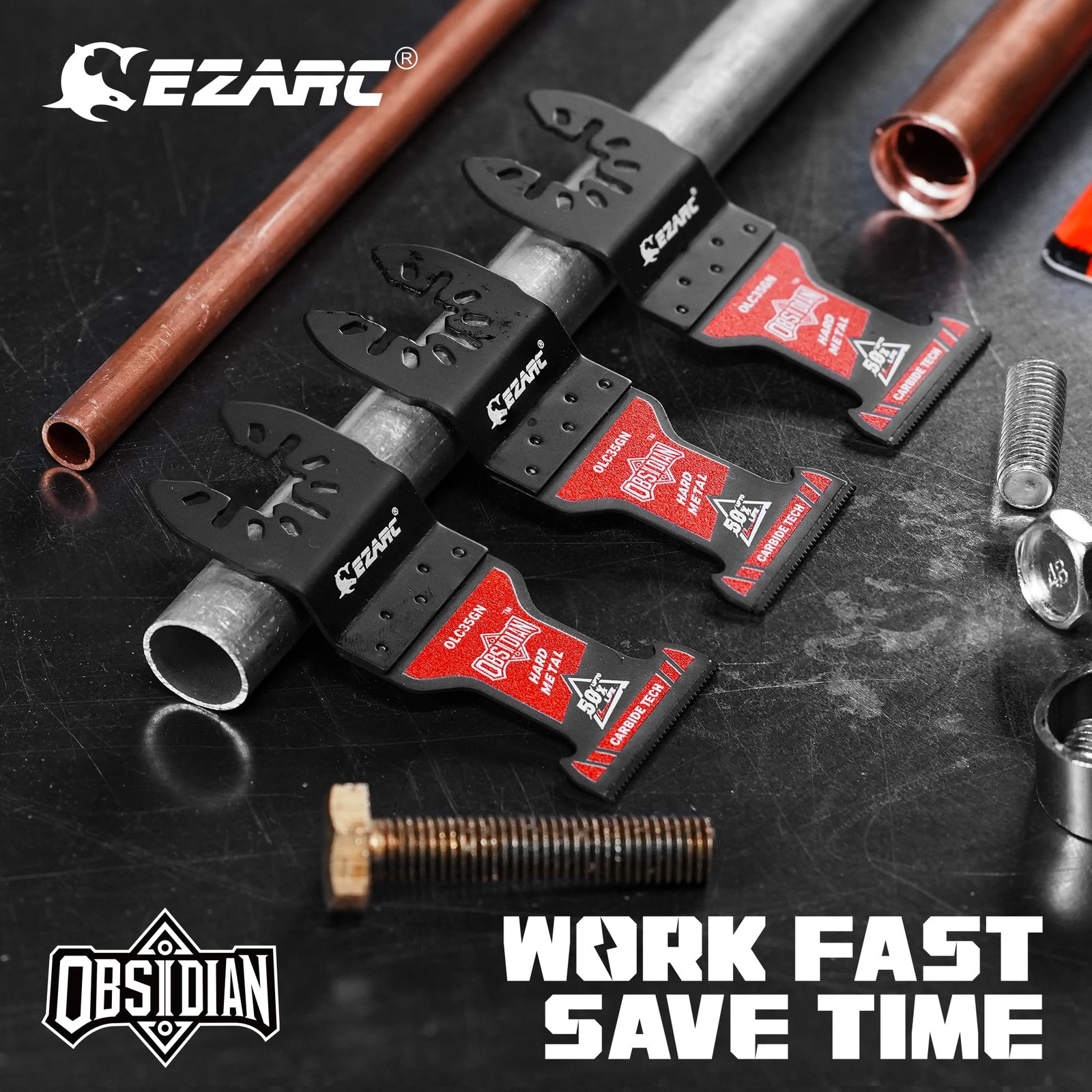 EZARC Obsidian Carbide Oscillating Saw Blades, Multi Tool Blades Quick Silver