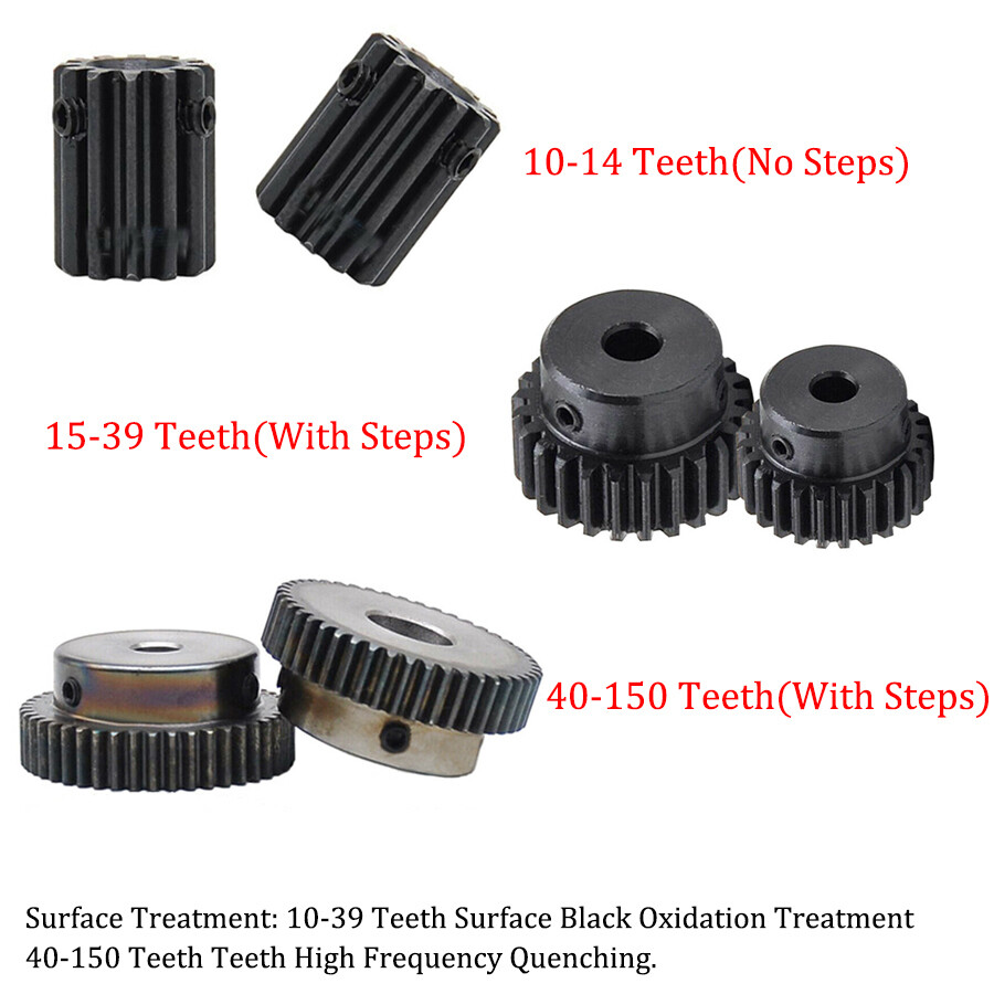 1 Mod 45# Steel Spur Gear 10-150T Bore 4-25mm Pinion Gear with Step Motor Gear