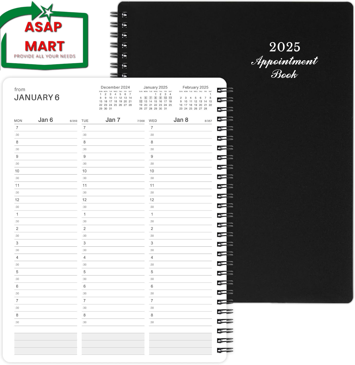 2025 Weekly Appointment Book & Planner – Jan 2025 – Dec 2025, 2025 Daily Hourly.