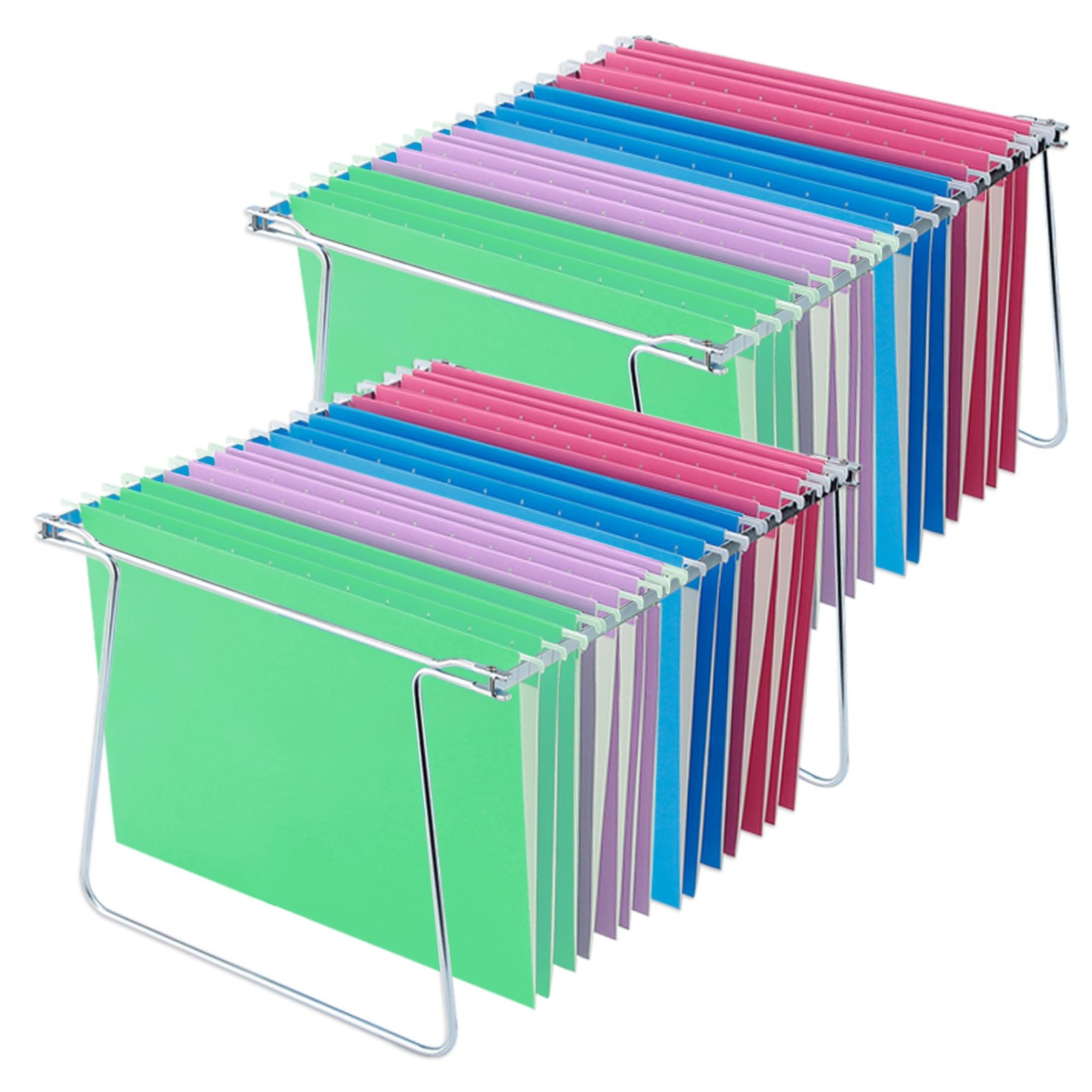 2 Pack Steel Hanging File Frame Letter Size Adjustable 11–18in Filing Drawer