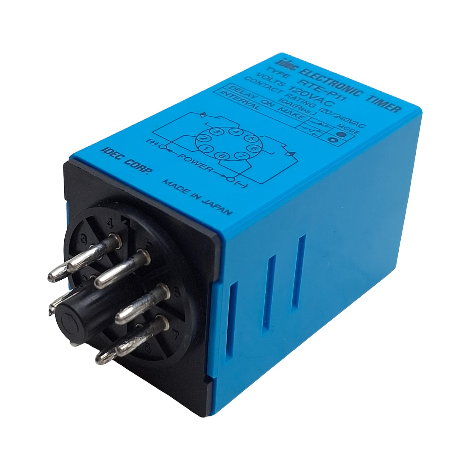 Idec RTE-P11-120VAC Time Delay Relay, 0.1s-10min Range, DPDT, 120VAC Coil