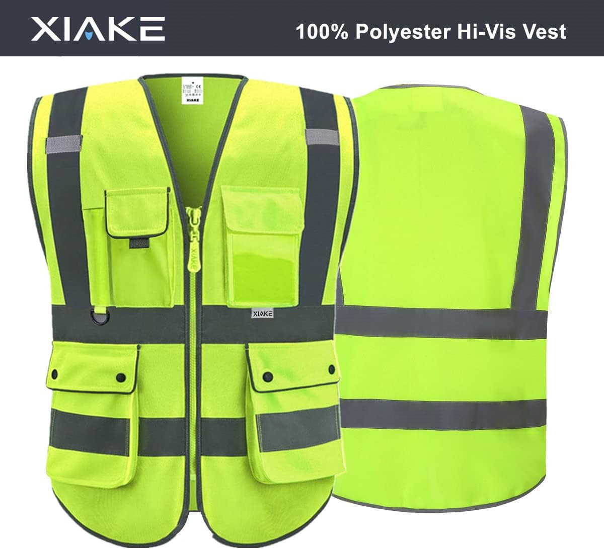 Reflective Safety Vest for Men & Women High Visibility Class 2 Vest with Pockets