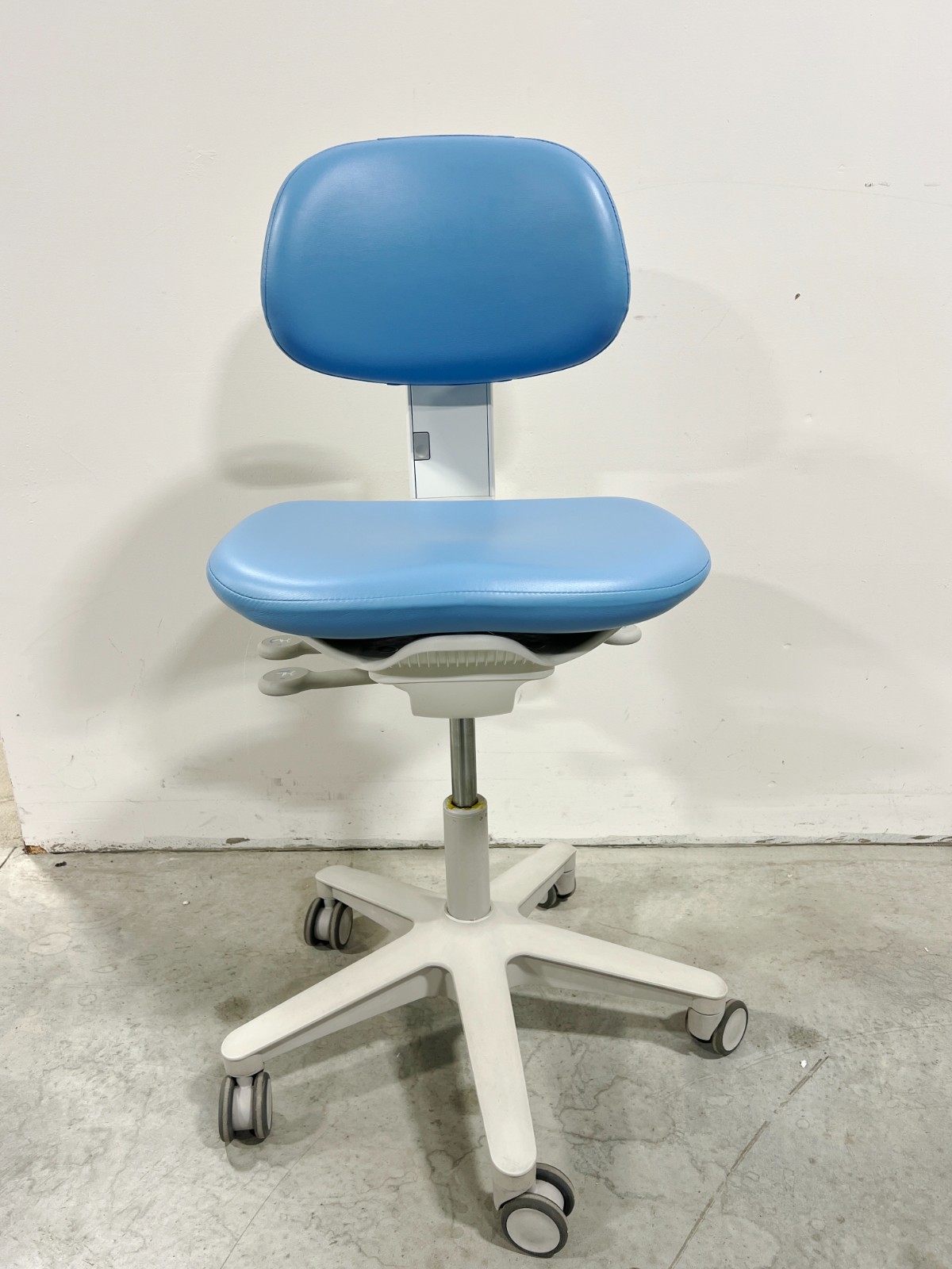 Adec 521 Doctors Stool S/n A12199. NEW Ultra Leather Upholstery Lt Blue