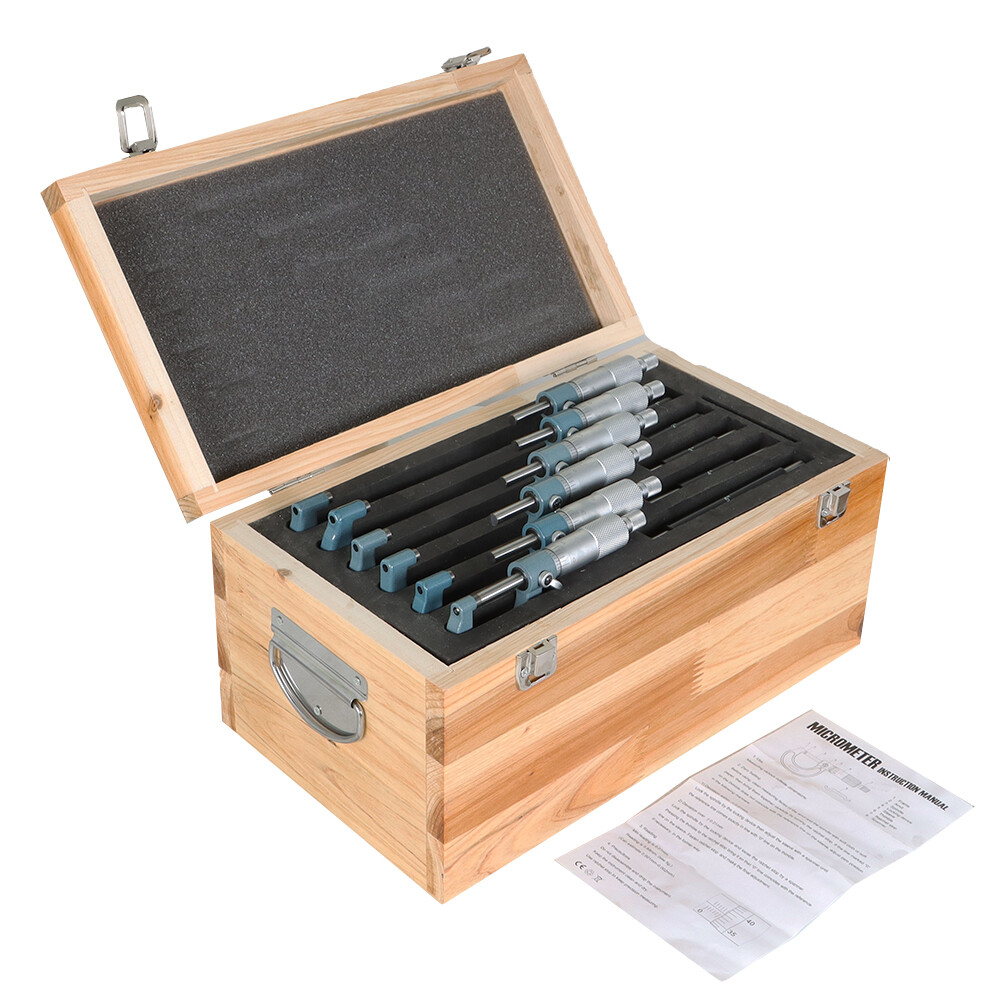 6 Pack 0-6″ Precision Outside Micrometer Set 0.0001″ Carbide Standards Set