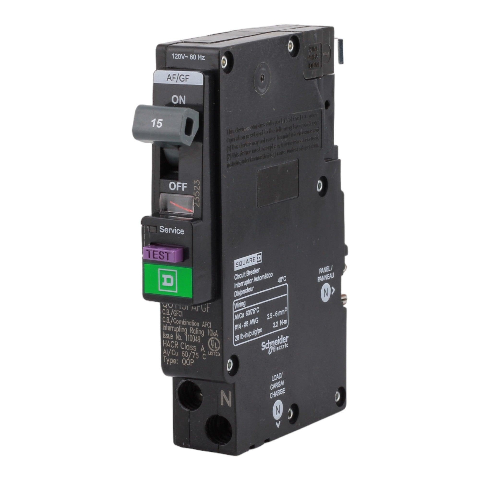 LOT OF 10 Square D QO115PAFGF 15A 120V 1-Pole AFCI/GFCI Circuit Breaker