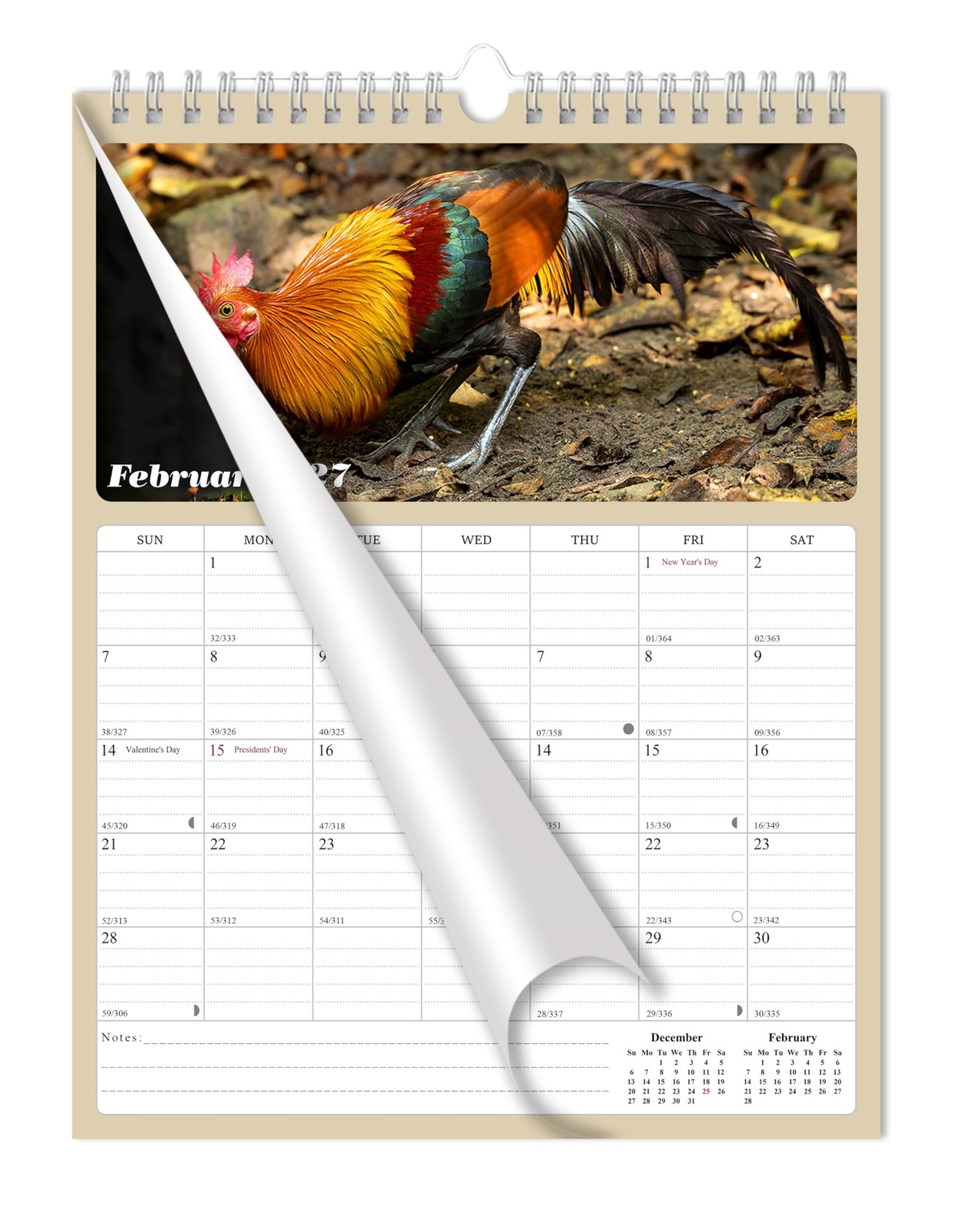 2027 Wall Calendar Spiral-bound Twin-Wire Binding – 12 Months multicolor