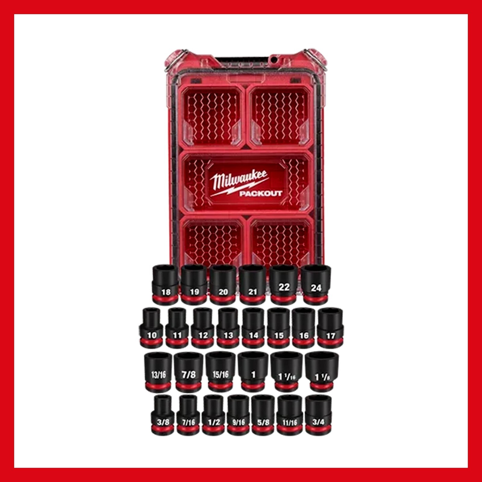 Milwaukee 49-66-6804 1/2″ Drive Socket Set Metric, SAE & Metric 27 Pieces