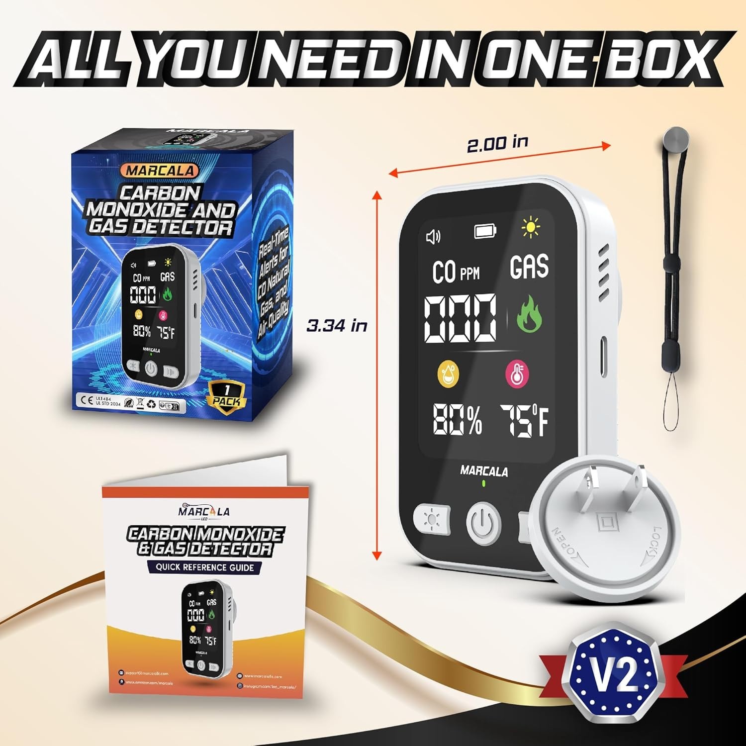NEW Marcala CO & Gas Detector 1 Pack