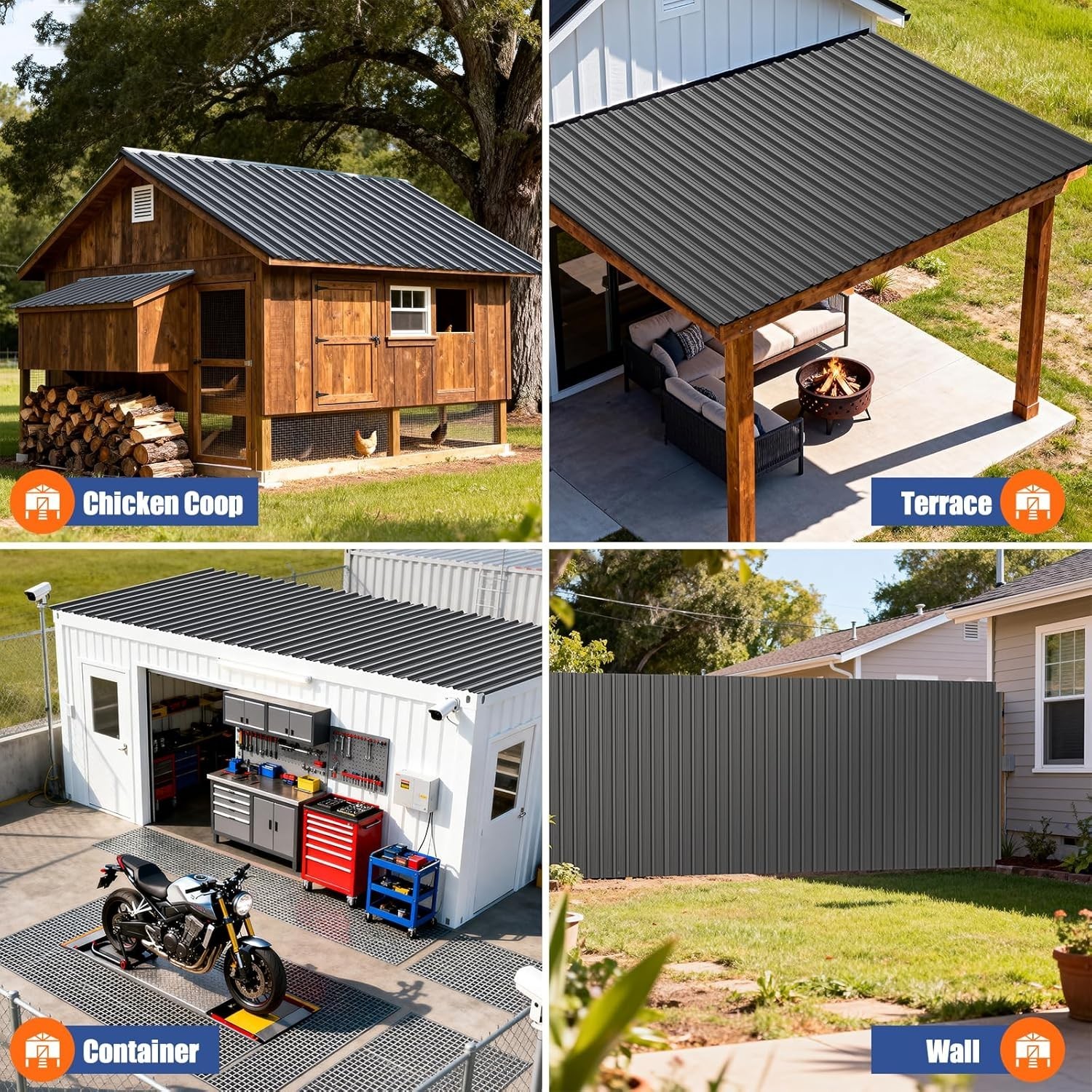Durable 10-Pack Grey Galvanized Steel Roof Panels – UV & Corrosion Resistant