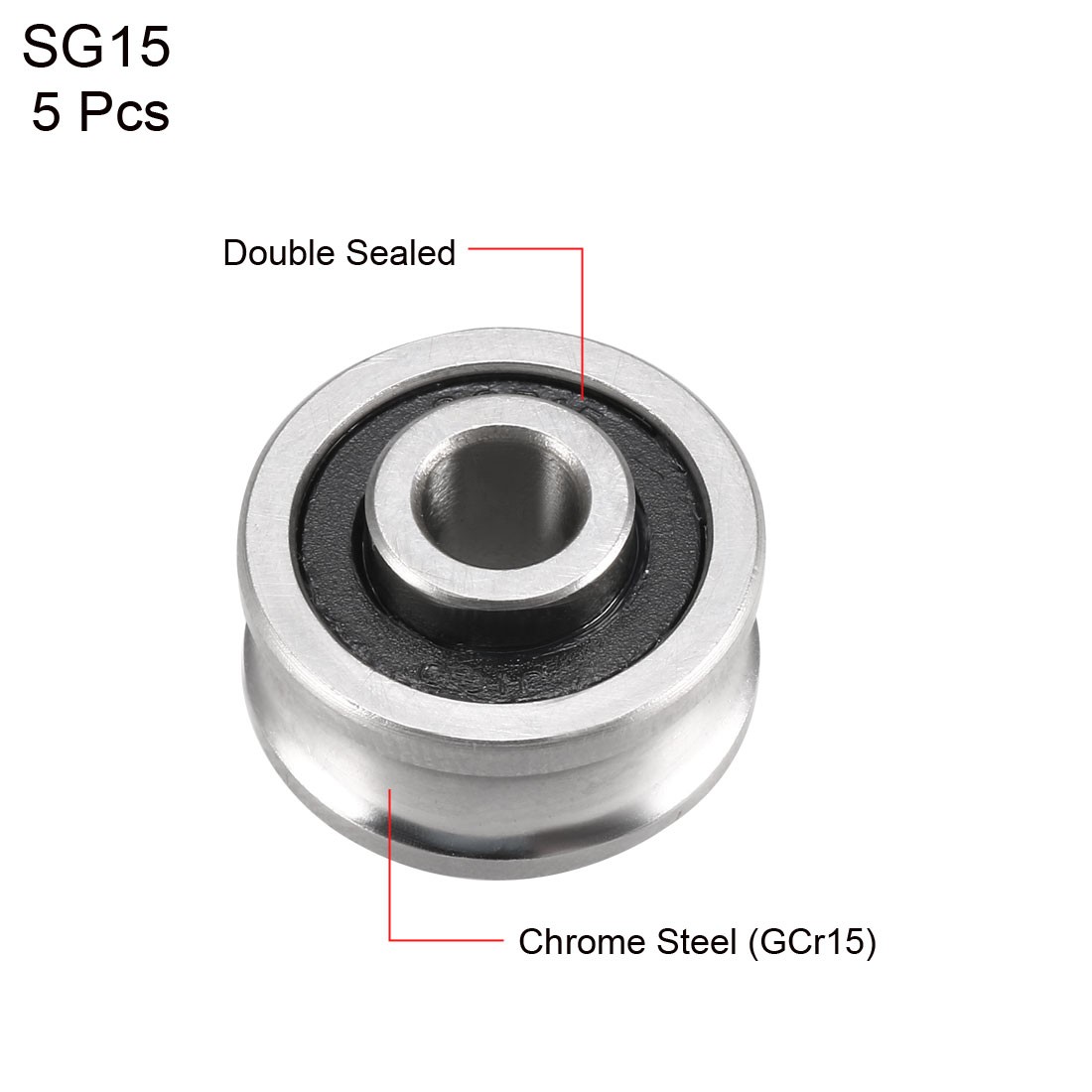 5x SG15 Deep U Groove Ball Bearing 5mmx17mmx8mm Double Sealed GCr15 Bearings