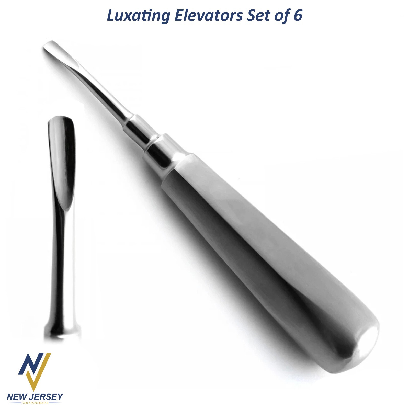 Set Of 6 Dental Luxating Elevators Straight Curved Shank Surgical Extraction Kit