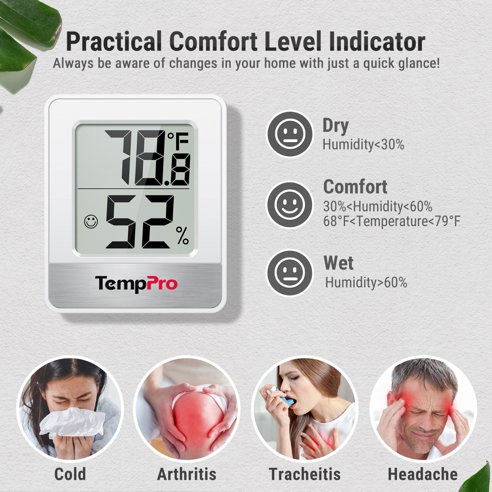 2PCS LCD Digital Indoor Thermometer Room Hygrometer Temperature Humidity Monitor