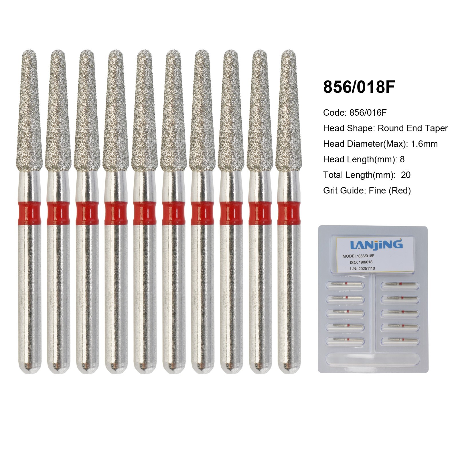 Dental Diamond Burs FG Round End Taper 856 850 Football 368/023 379 High Speed