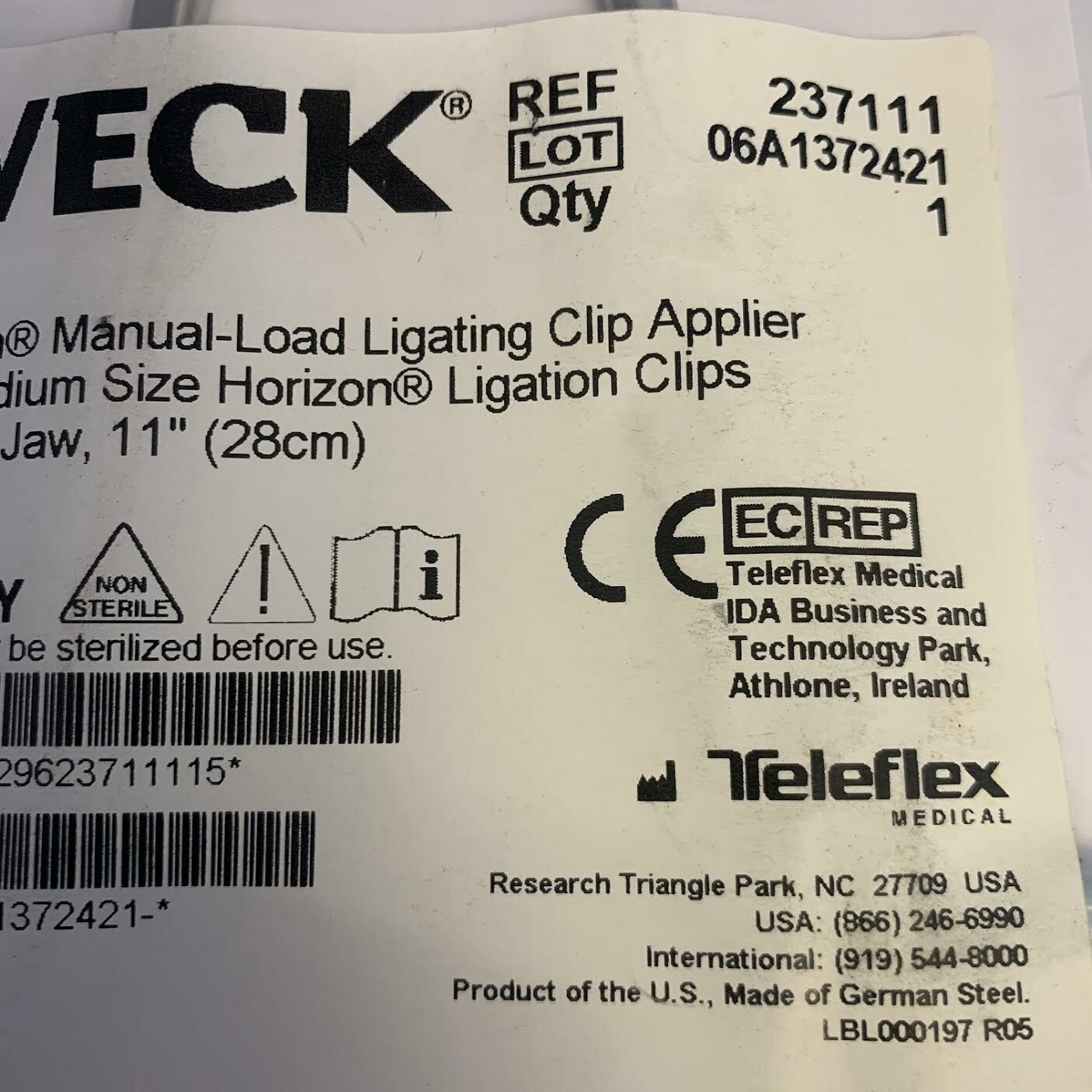 Teleflex Weck Horizion Manual-Load Ligating Clip Applier curved Jaw 06A1372421