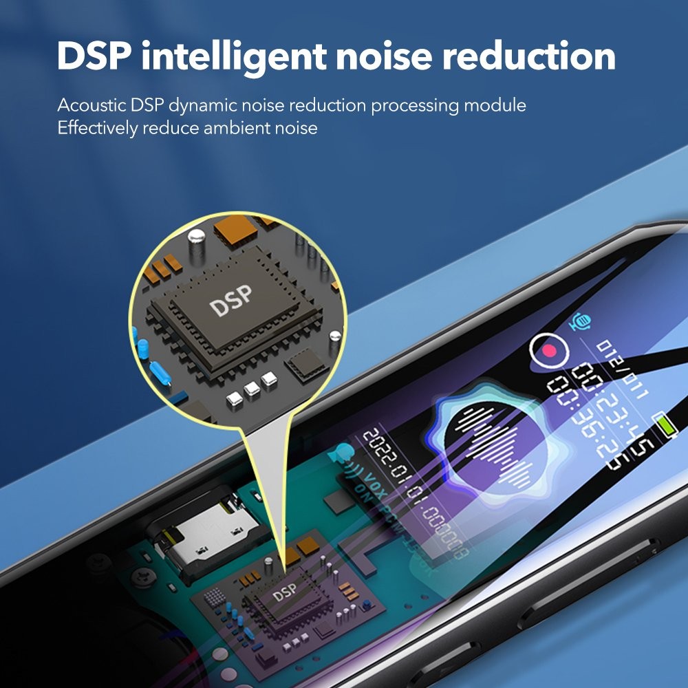 Digital Voice Recorder Dictaphone MP3 Player 24H Long Battery 1536Kbps HD Audio