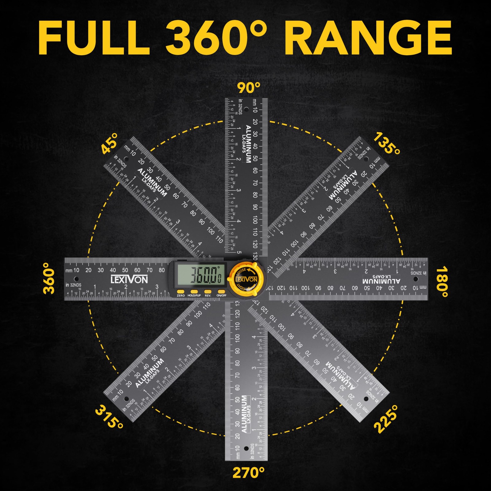 Aluminum Digital Angle Finder Gauge, 5-inch/130mm Multi-Purpose Protractor, I…