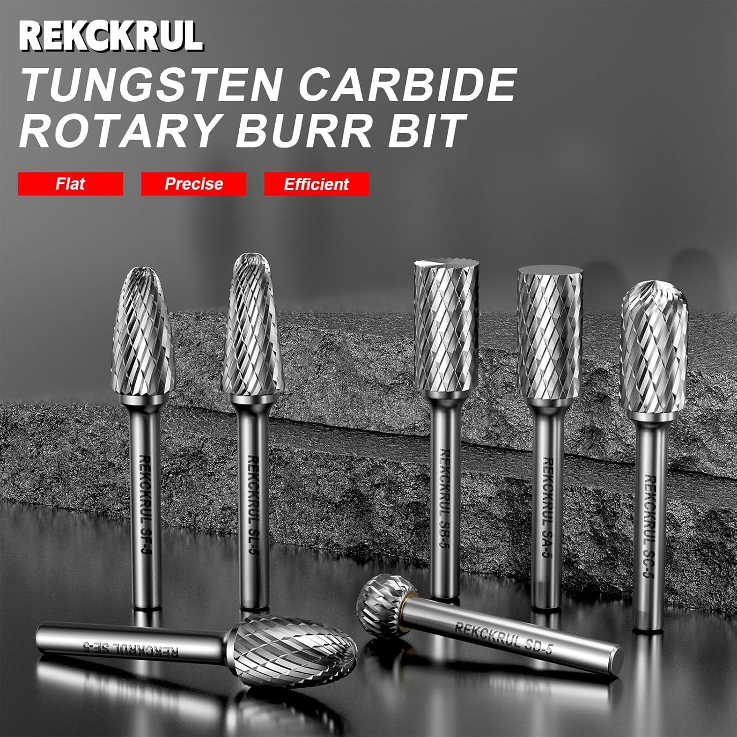 Professional 10 Pcs Tungsten Carbide Rotary Burr Bits Set, Double Cut Carbide Bu