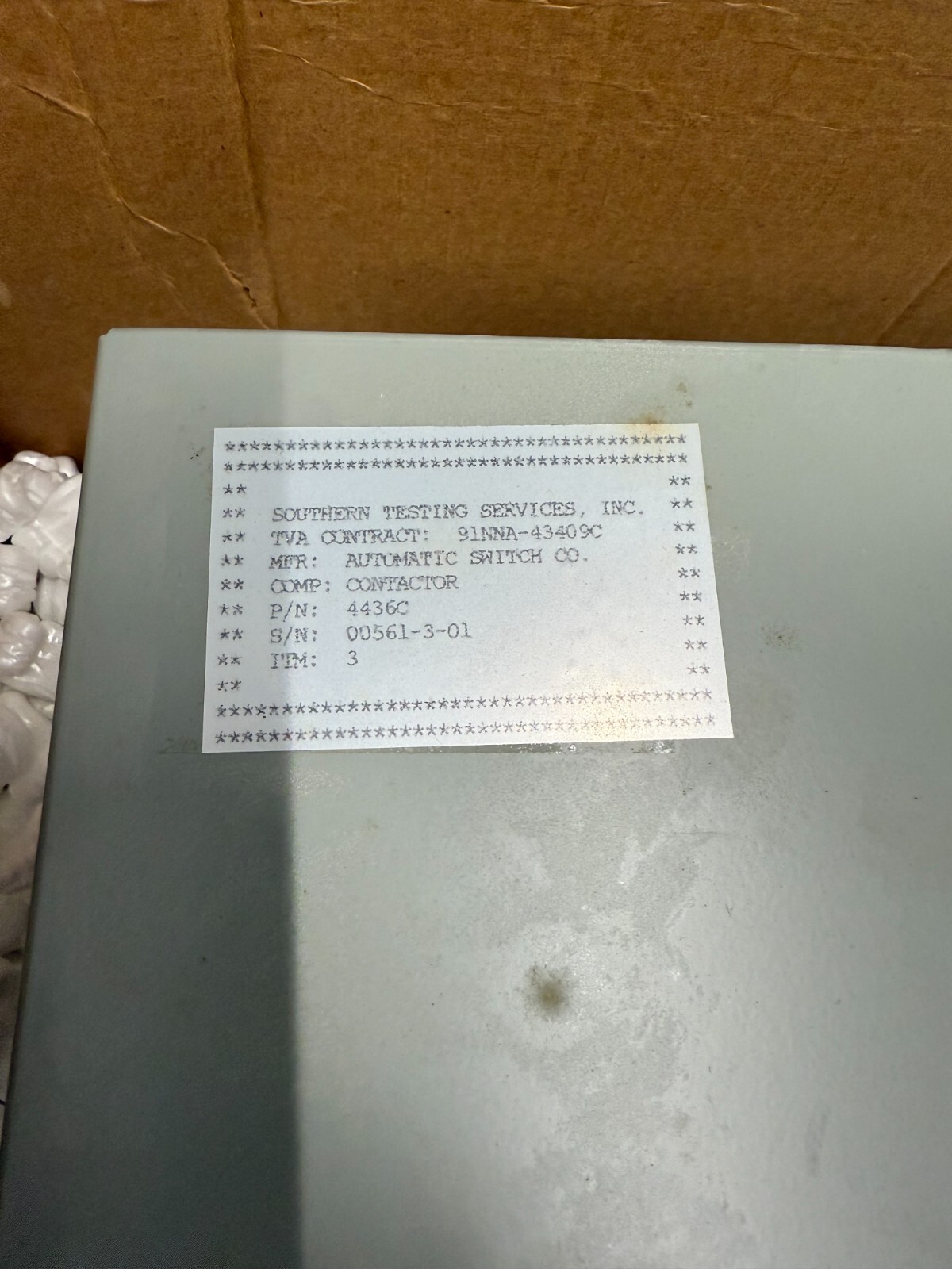 ASCO Automatic Open Transfer Switch 4436C 250VDC 100A Contacts, 120VAC Coil