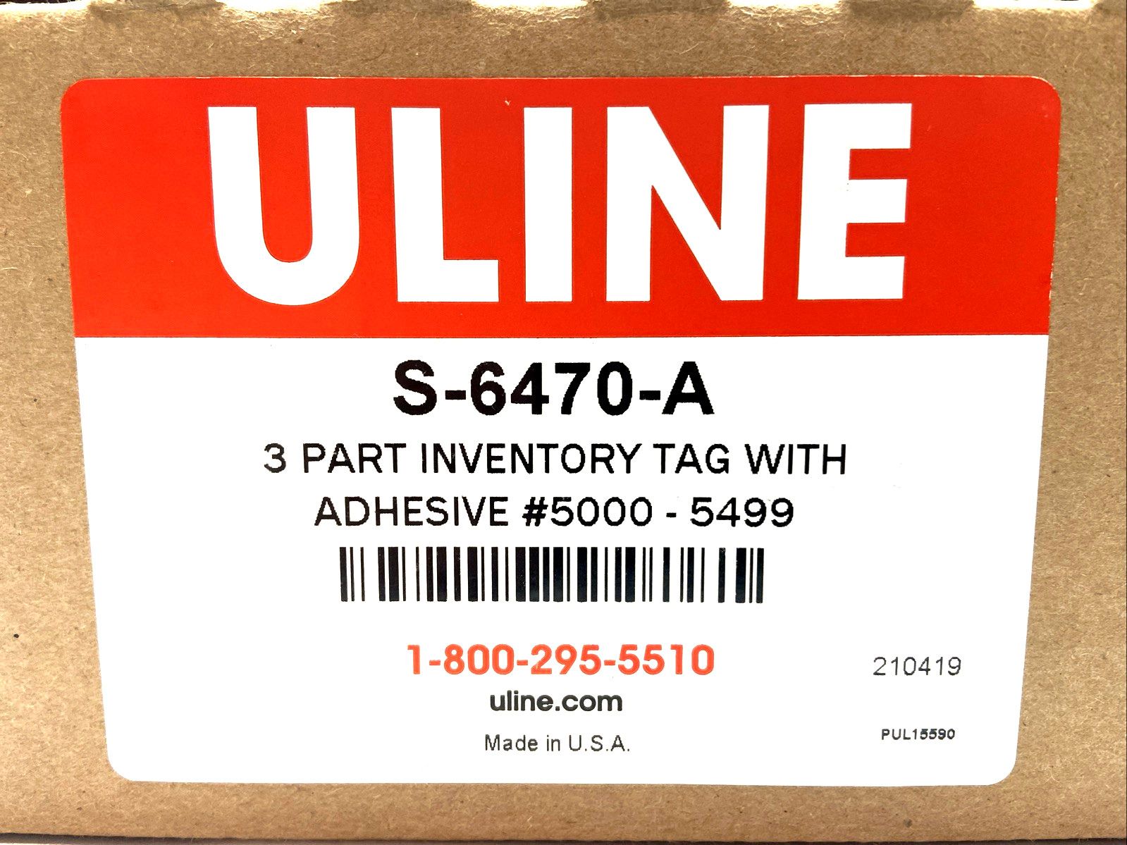 ULINE S-6470-A 3-Part Inventory Tags Adhesive #5000-#5499 BOX OF 243 TAGS