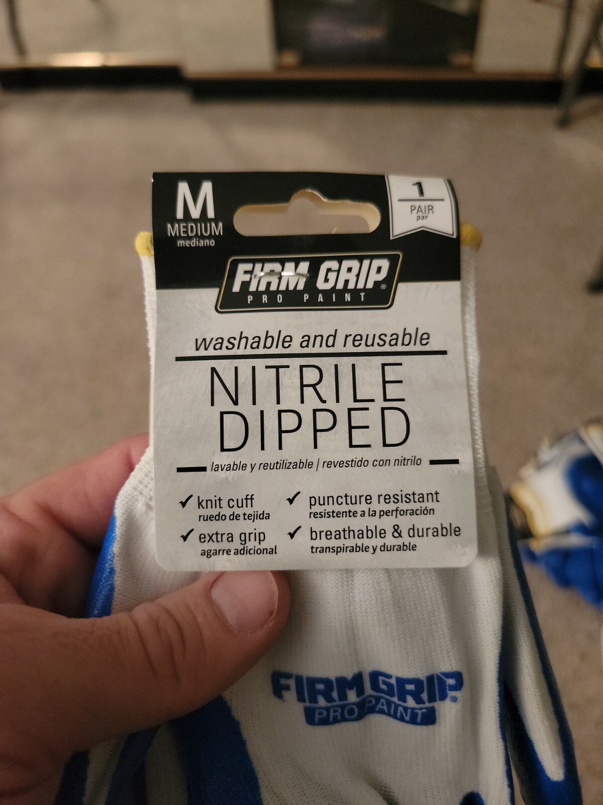 Firm Grip Pro Paint Reusable Nitrile Dipped Gloves Size Med. LOT of 2/NEW
