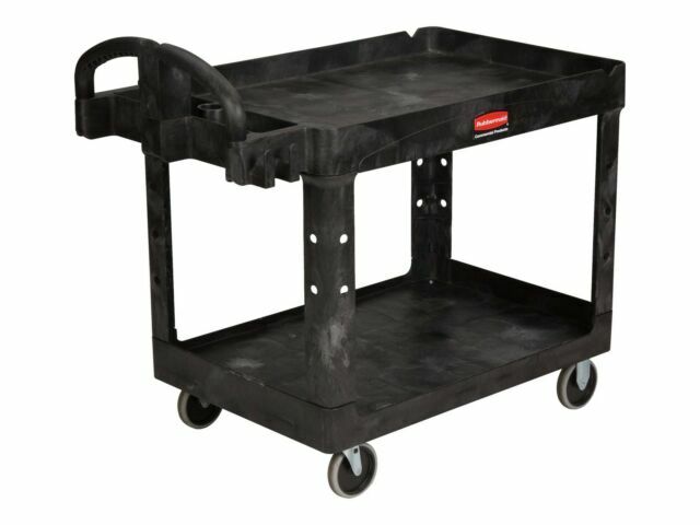 Rubbermaid Commercial FG452088BLA Plastic Utility Cart With Deep Lipped Plastic