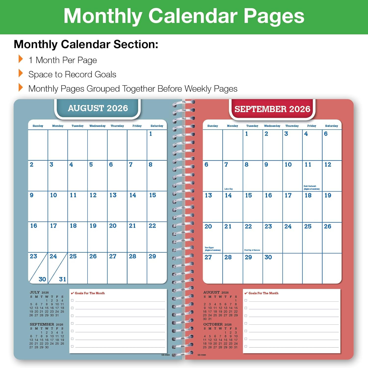 2026-2027 Middle & High School Student Planner 5.5″ X 8.5″ – Dated Weekly & Mont