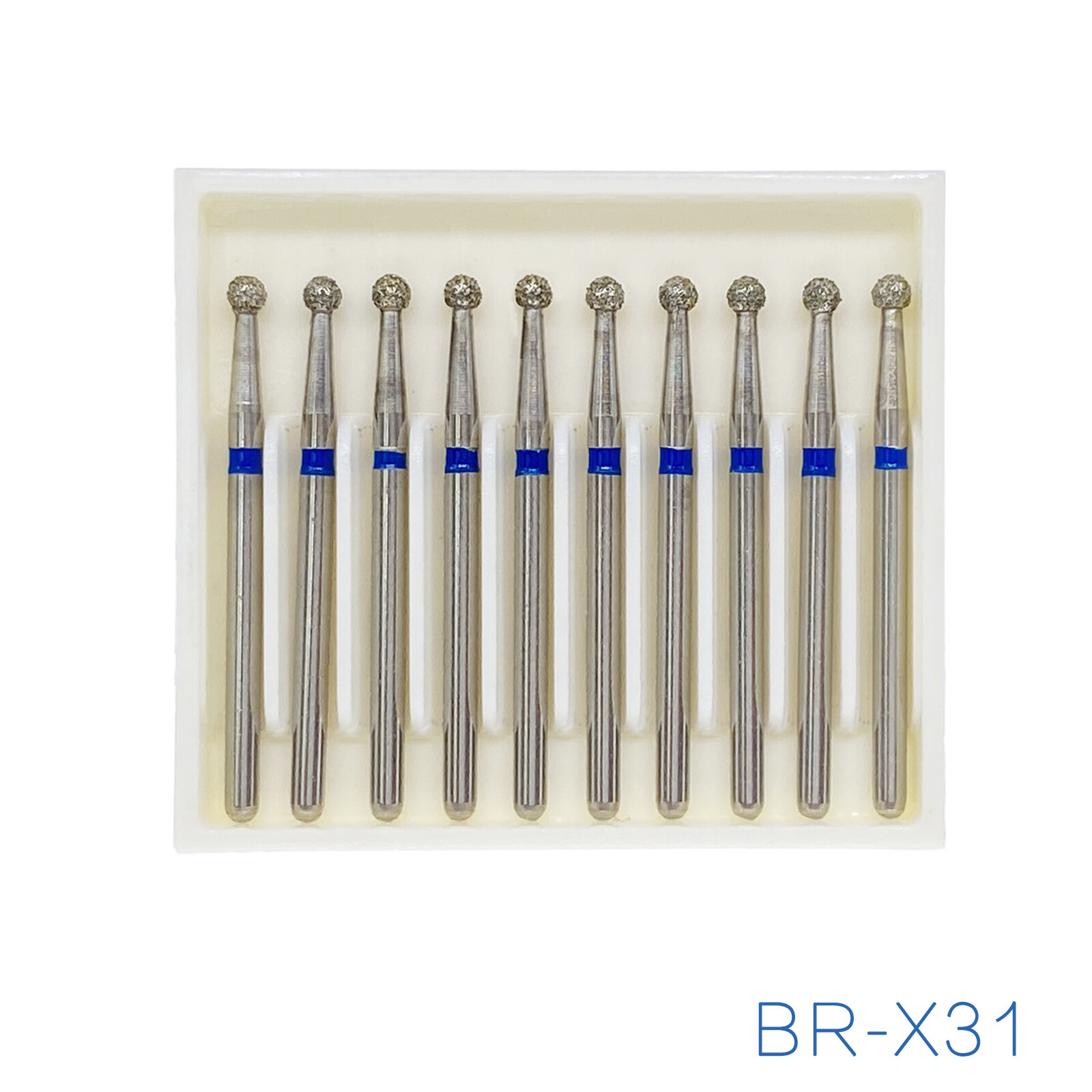 10Pc AZDENT Dental Diamond Burs Ball Round For High Speed Handpiece FG 1.6mm