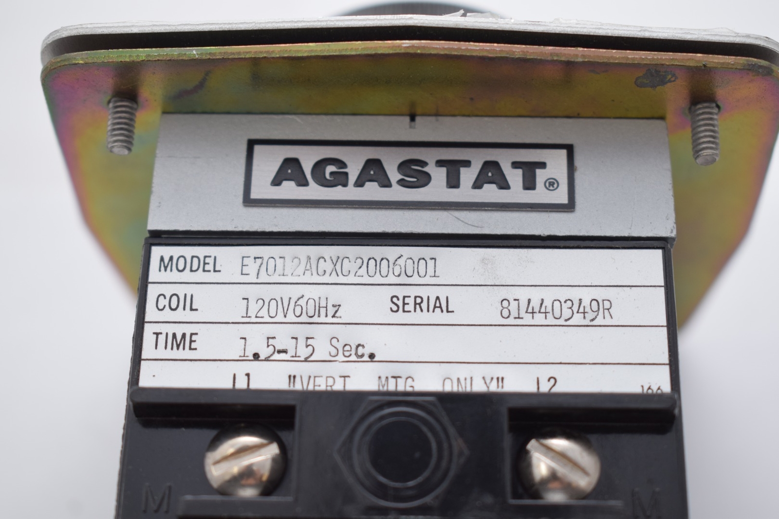 NEW AGASTAT E7012 TIMING RELAY 1.5-15 Seconds 120V E7012ACXC2006001