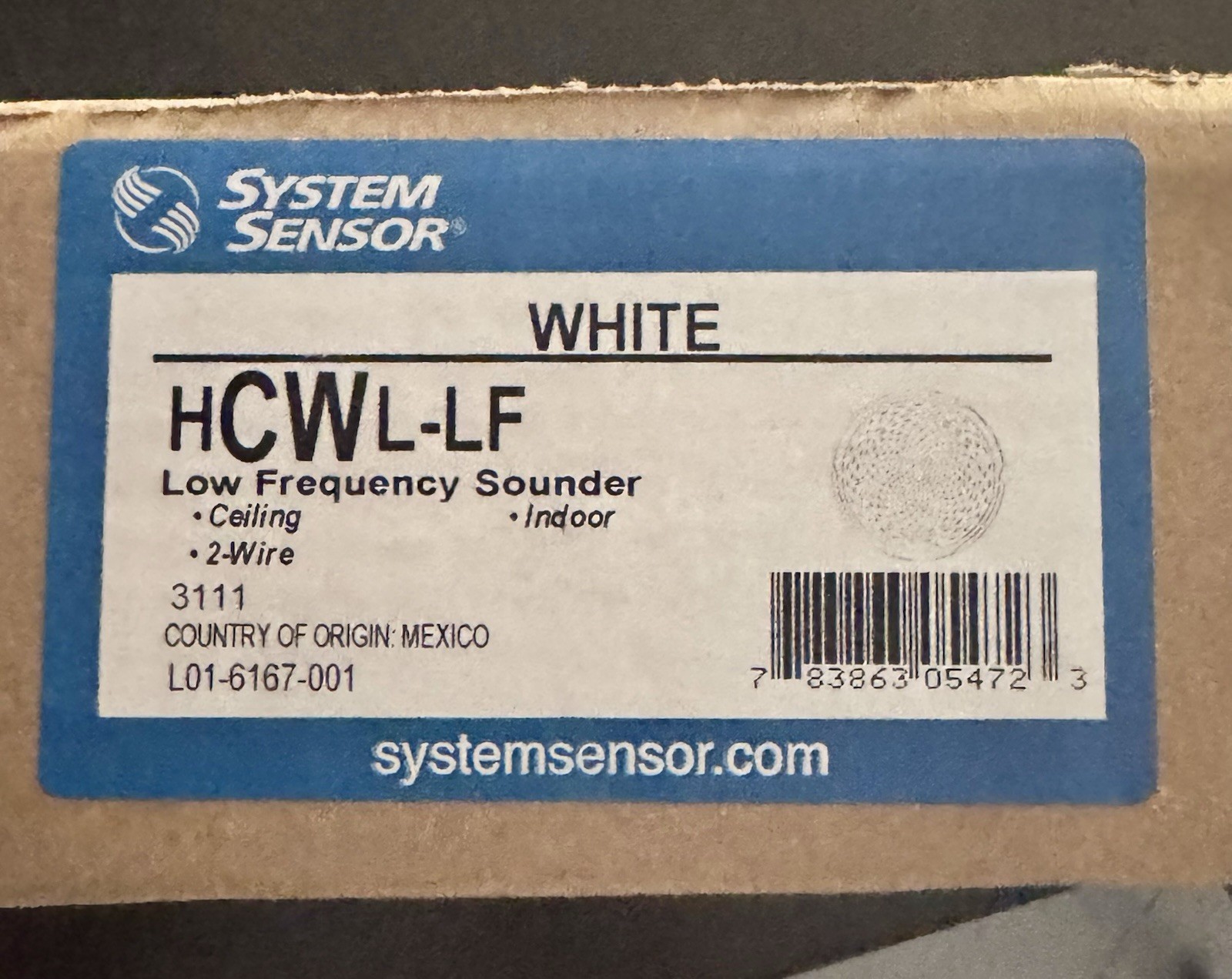 System Sensor HCWL-LF L-Series White Indoor Low Frequency Sounder 2-Wire Ceiling