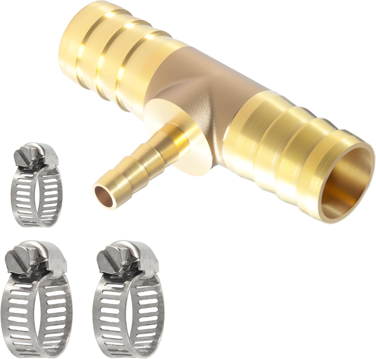 5/8″ X 1/4″ X 5/8″ Brab Reducing Tee Brass Barb Fittings with Stainless Steel Pi