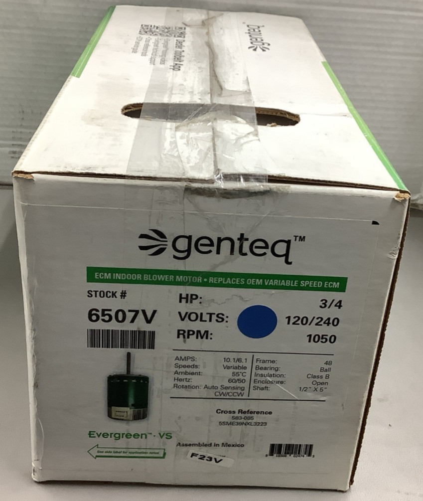 Genteq 5SME39NXL3223 3/4HP 1050RPM 120/240V AC Blower Motor (R109)