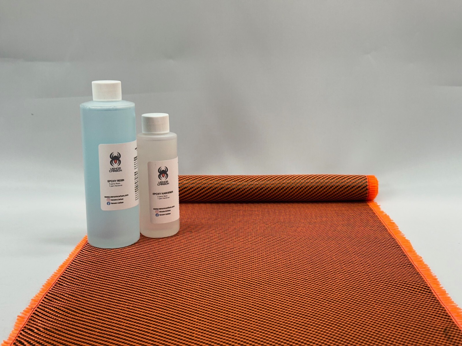 12″ x 5FT Twill Weave Orange Hybrid Carbon Fiber Fabric Cloth Resin Kit