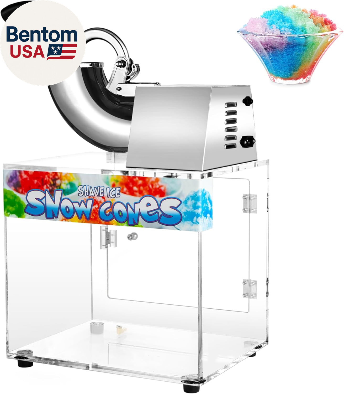 48L Snow Cone Machine, 500LB/H Commercial Shaved Ice Machine, 300W Electric Ice