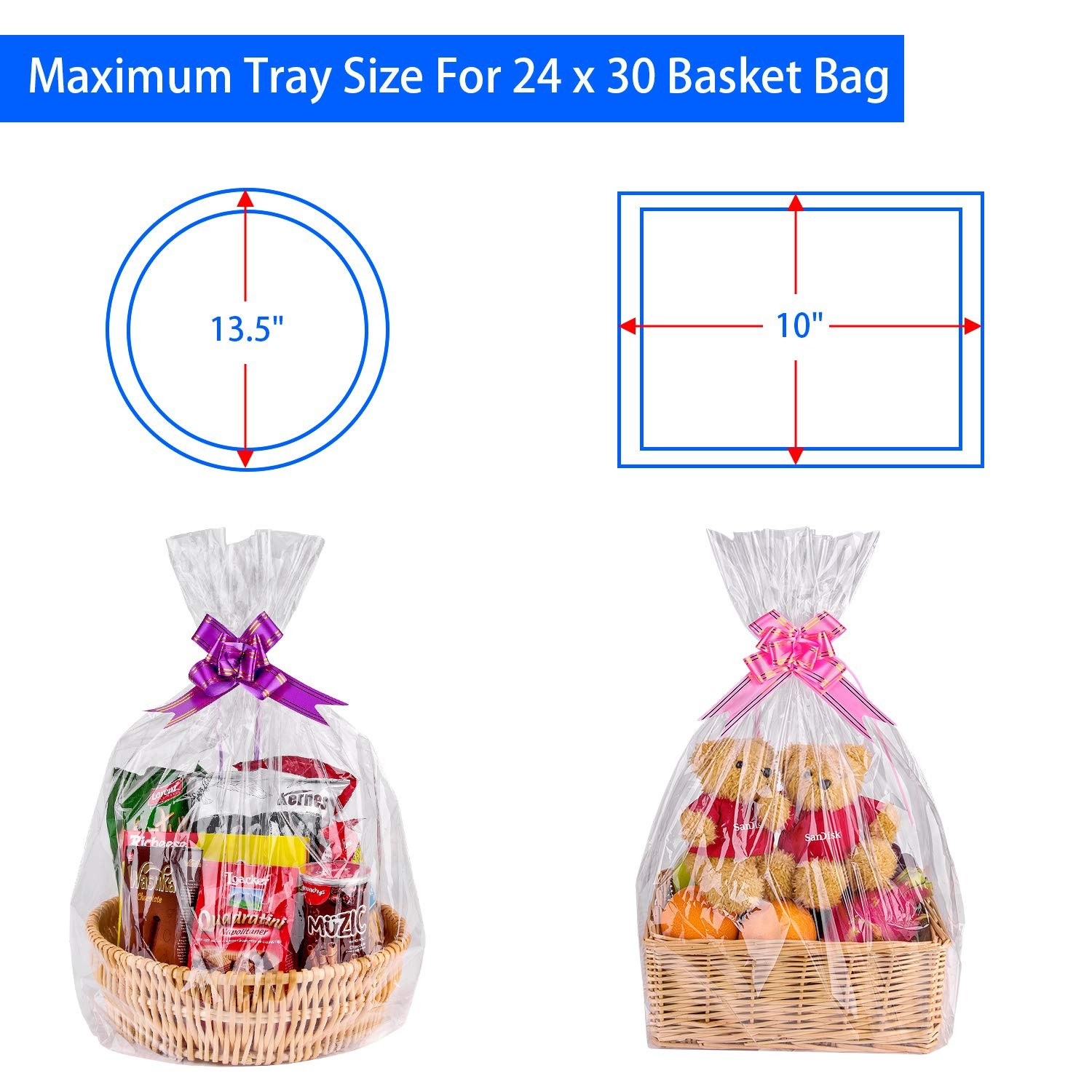 Awpeye Clear Basket Bags 20Pack Large Cellophane Gift Bags for Baskets Cellop…