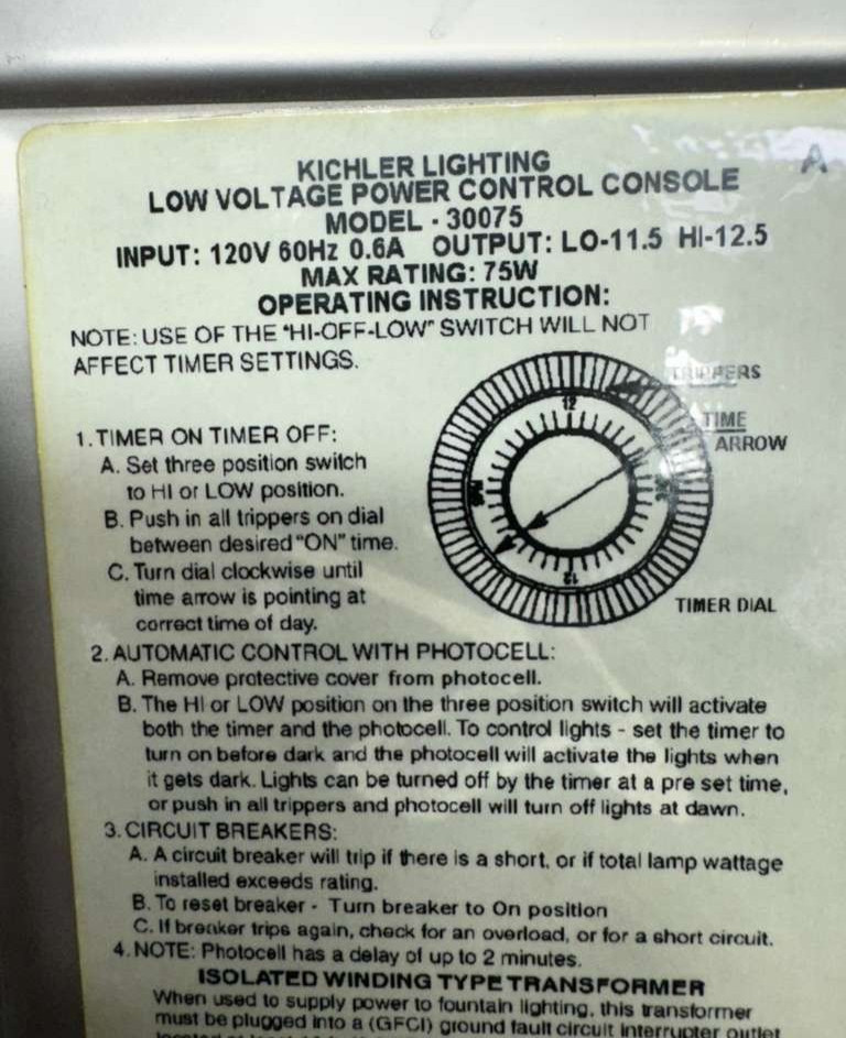 Kichler Lighting K-15PR75SS Low Voltage Power Control Console, 120V, 0.6A, 30075
