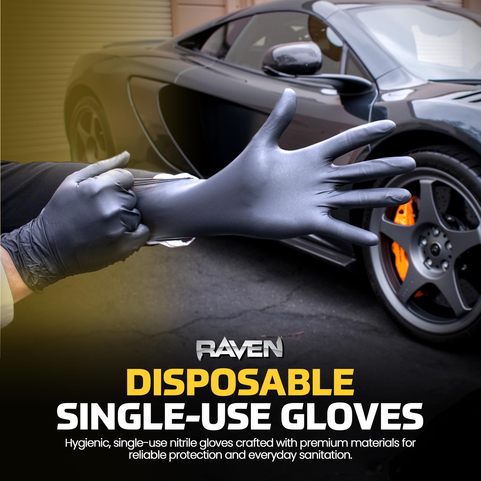 Raven SAS Safety 66518 6 mil Black Nitrile Disposable Gloves 7 Mil – Large – 10