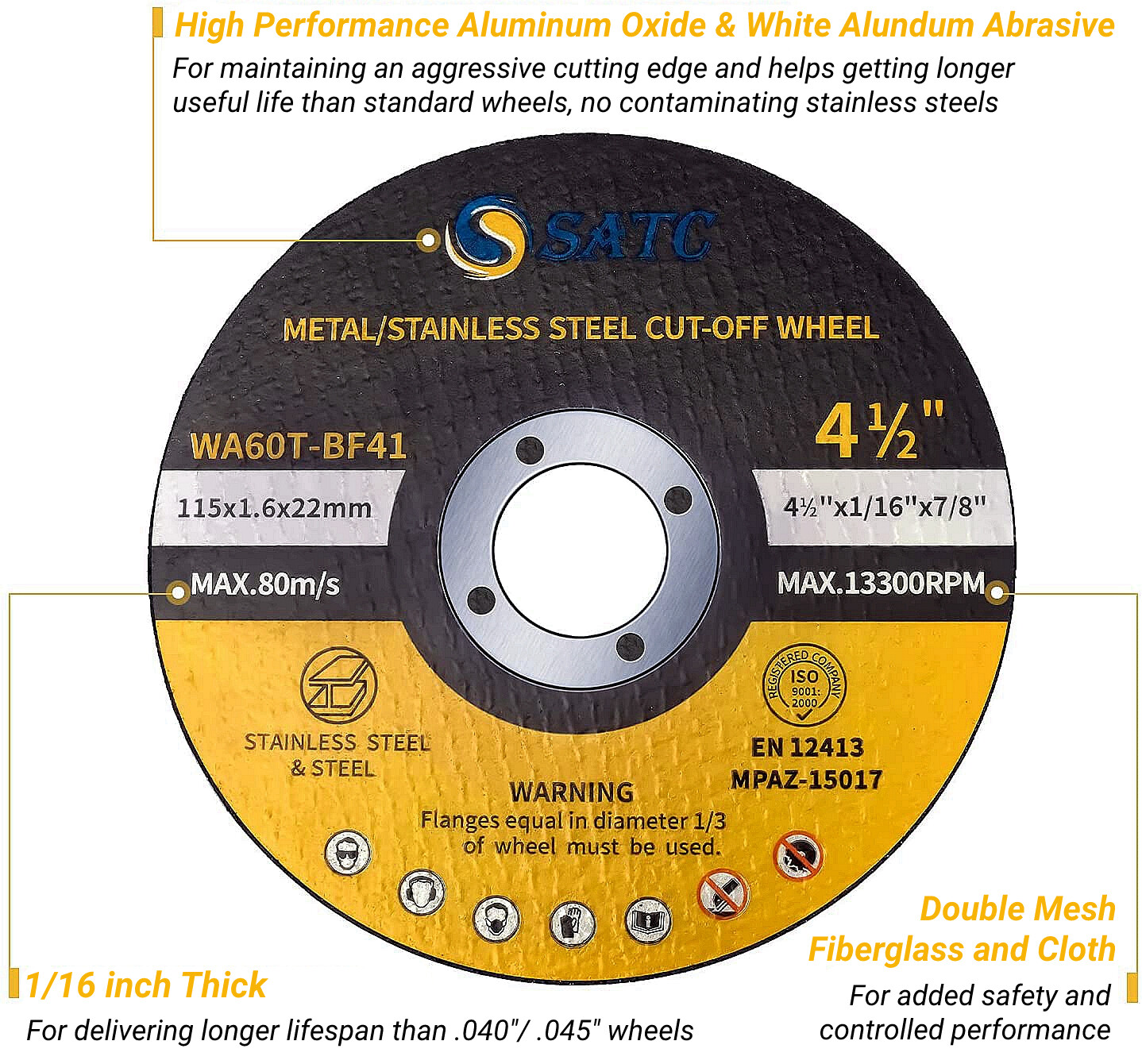 500 Pcs 4-1/2″ x 1/16″ x 7/8″ Cut-off Wheels Cutting Discs Stainless Steel Metal