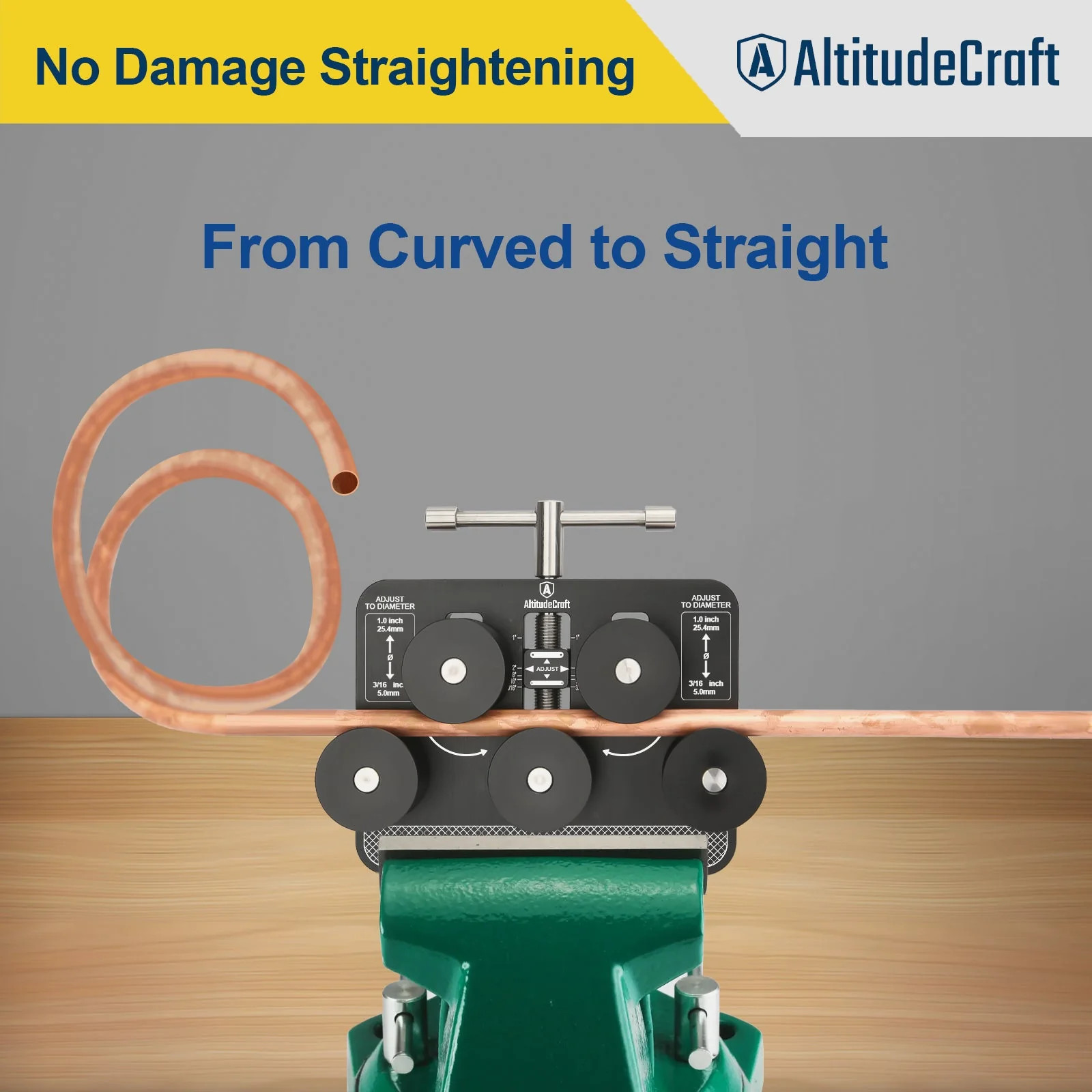 AltitudeCraft AC252 Brake Line Tube Straightener for 3/16″ – 1.0″ Diameters