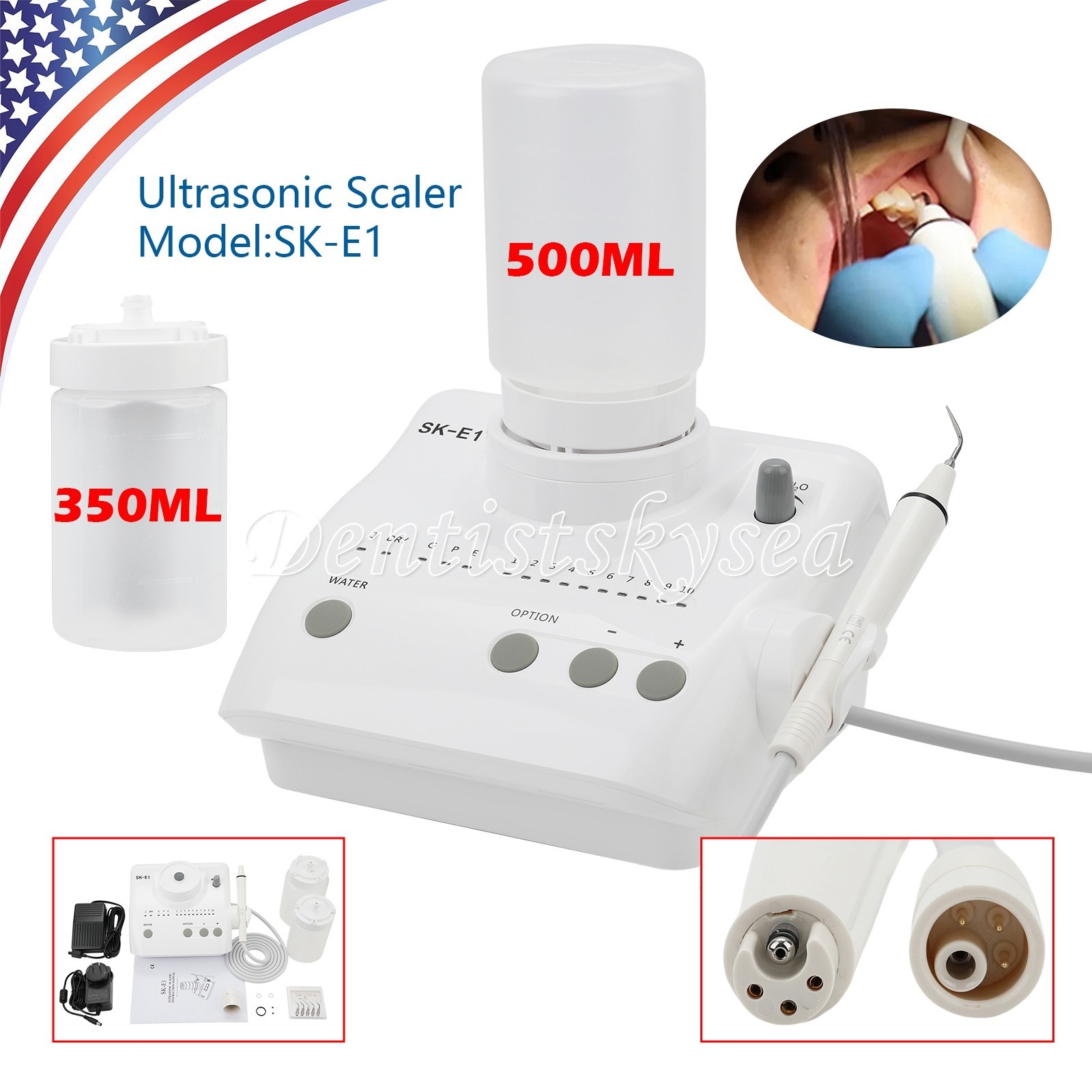 US Cavitron Dental Ultrasonic Scaler fit EMS + LED Handpiece+Tips+Bottle SK-A8