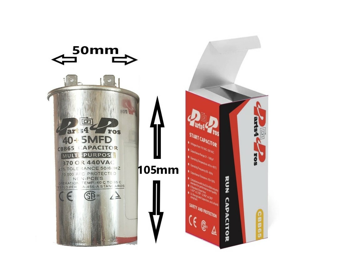 40+5 40/5 uF MFD 370-440V AC High Quality Motor Dual Run Capacitor CBB65-R (10x)