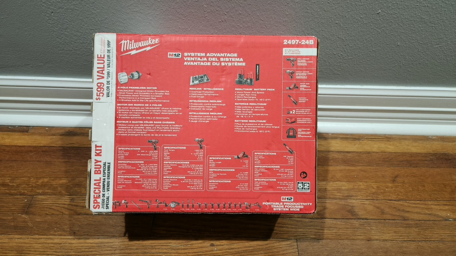 Milwaukee 2497-24B M12 12V Cordless Combo Kit 4-Tool w/ Batteries & Charger New