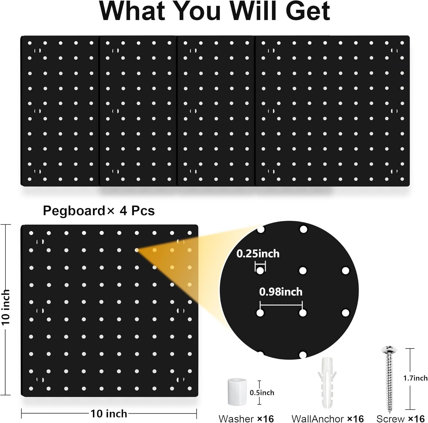 Strong & Lightweight Black Pegboard Wall Organizer Panels for Crafts & Tools