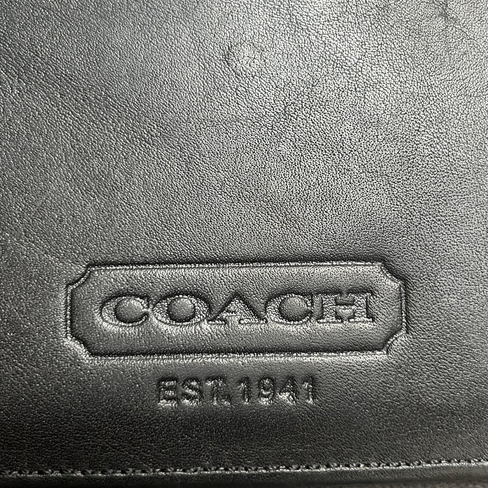 Vintage Coach Portfolio Bi-fold Black Real Leather Unisex 10×12.5 Rare